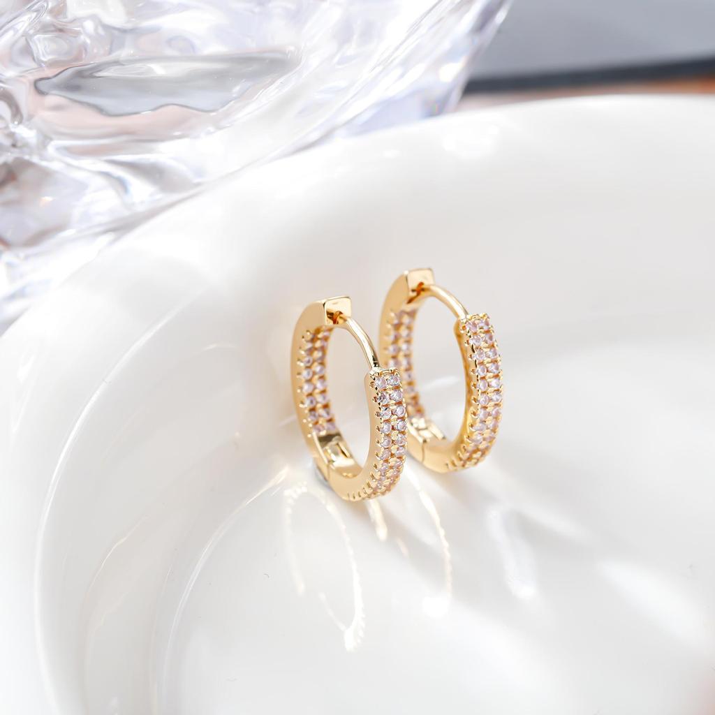 European & American High-End Luxury Zircon Full Diamond Ear Studs for Women