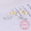 925 Sterling Silver Airplane Star Stud Earrings for Women 2025 Fashion Charm Wedding Engagement Party Jewelry