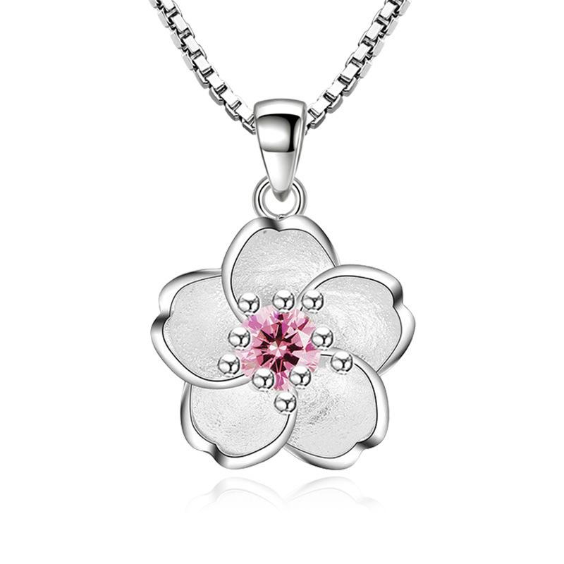 Elegant Handmade Rose & Plum Blossom Pendant Necklace