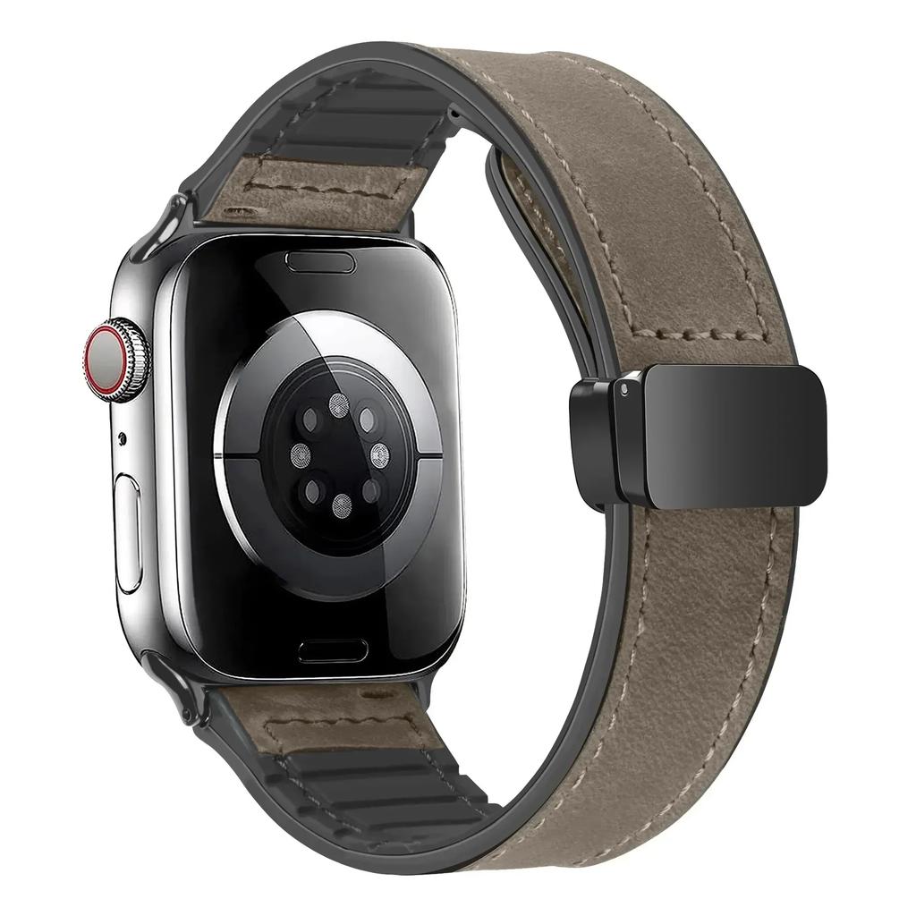 Strap for Apple Watch Band 45mm 44mm 40mm 42 41mm Ultra 49mm Leather+Silicone Bracelet Correa iWatch Series 9 8 7 6 5SE