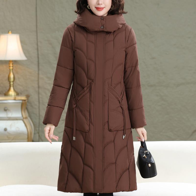 

Женские куртки больших размеров XL-6XL для женщин среднего возраста, зимние длинные парки с капюшоном, толстые, теплые, повседневные 6XL коричневый