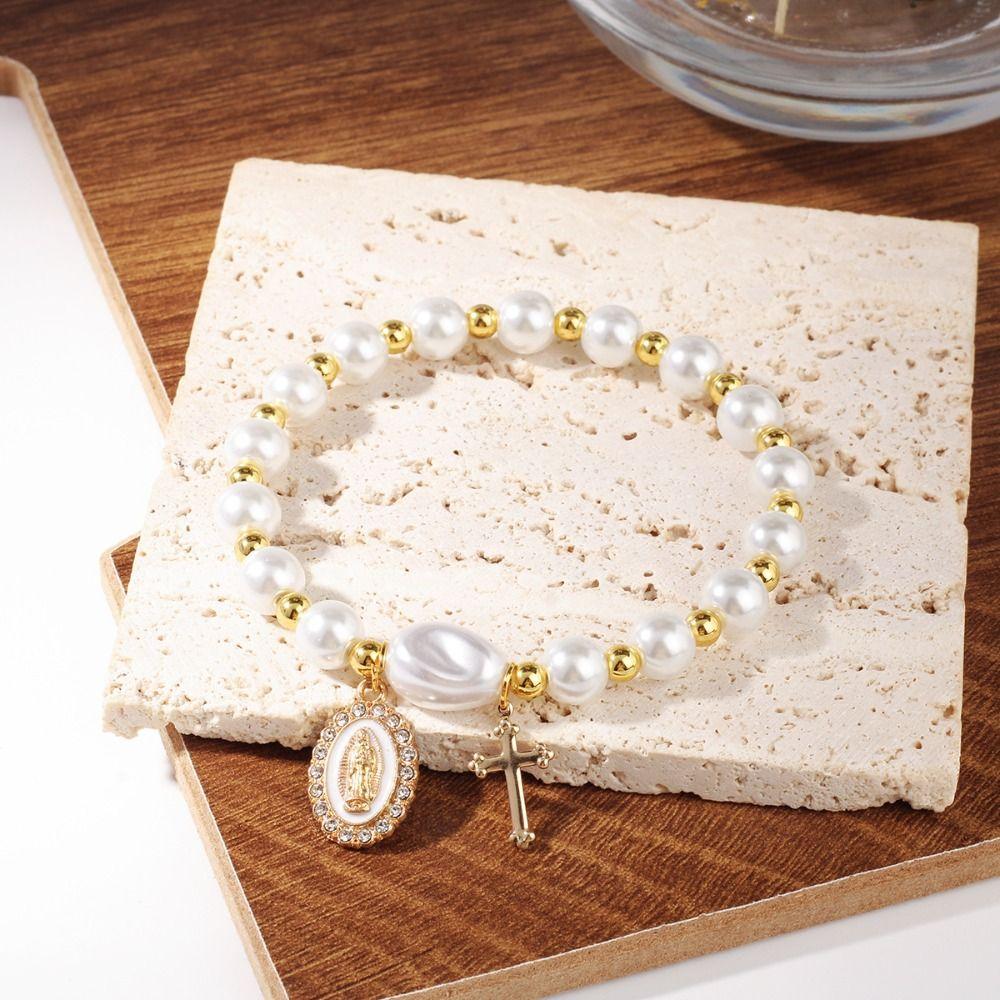 Metal Beaded Elastic Beads Bracelets Bow Ceramics Bracelet Trendy Women Bangle Girls