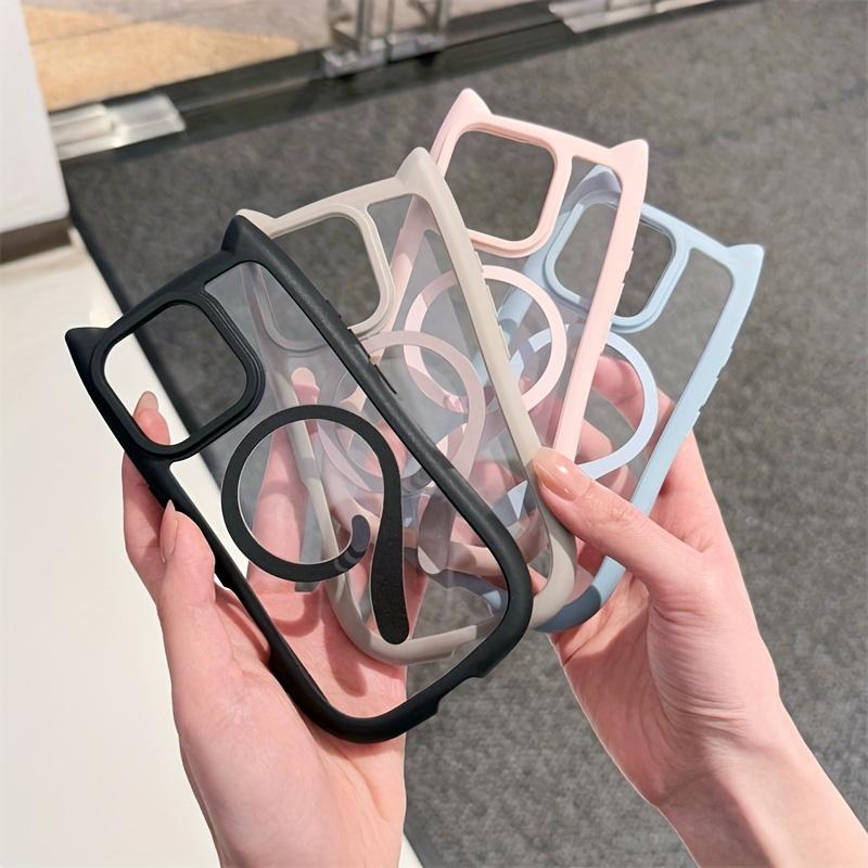 Magnetic Suction Cat Tail Transparent Frosted Case for iPhone 16 15 14 Plus 13 12 Mini 11 Pro Max Anti Fall Large Hole Cover