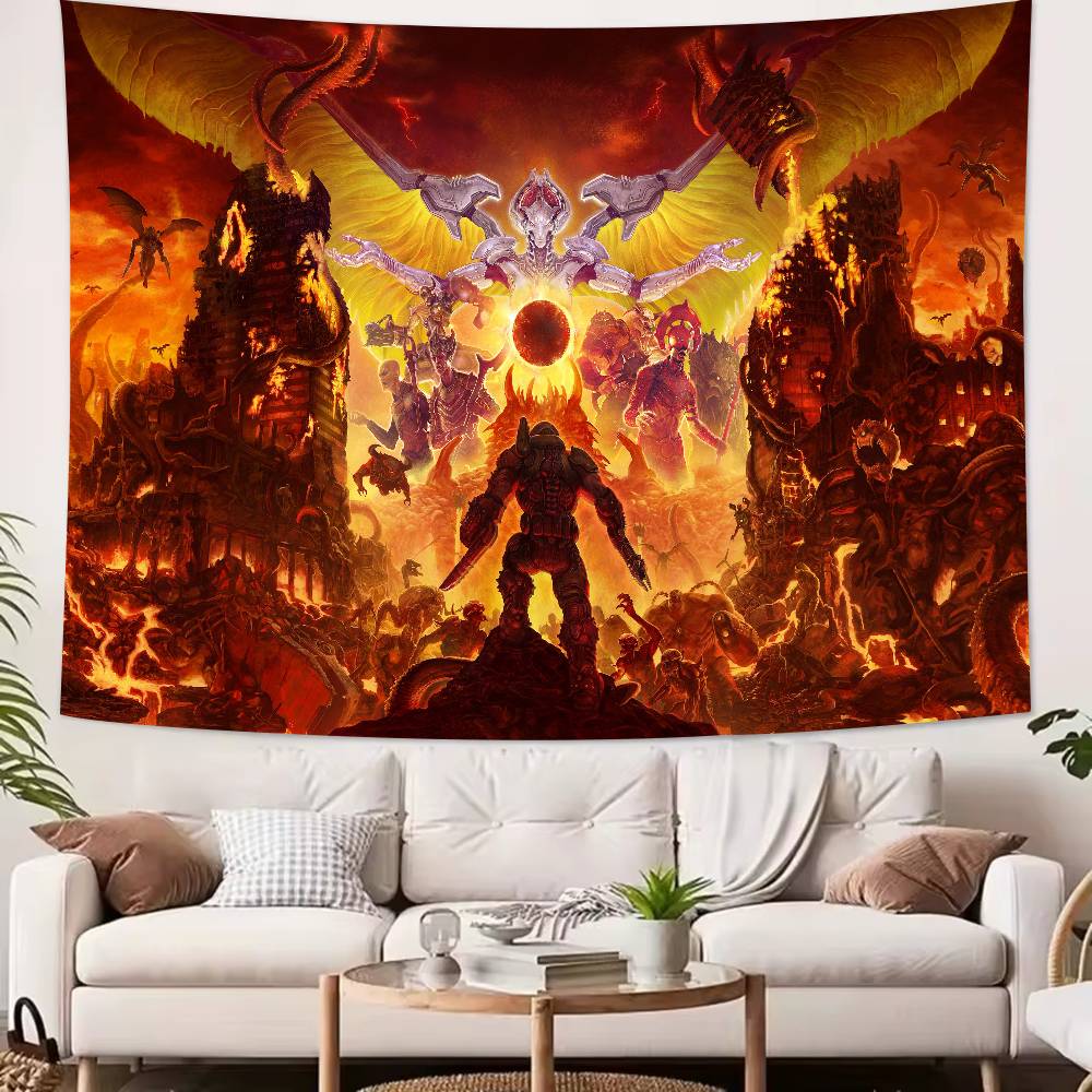 Large Cool FPS Video DDoomS Gaming Tapestry Popular Room Decoration Wall Tapestry Art Room Home Decor Wall Art Decor