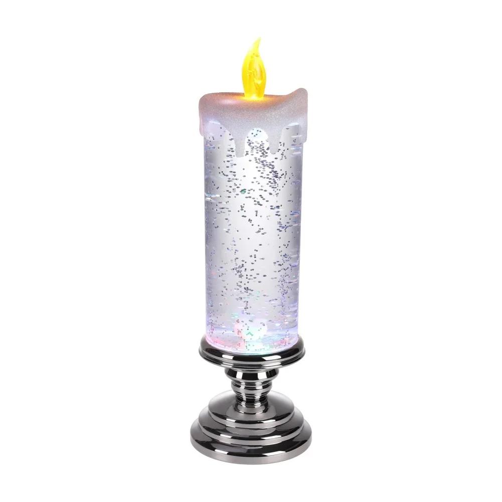 New LED Christmas Candle LED Flameless Candle Light Swirling Glitter Colorful Fantasy Crystal Night Lights Xmas Party Home Decor