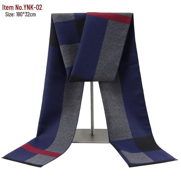 2026 Men's Winter Warm Plaid Scarf - European & American Style, Imitation Cashmere, Long Scarf