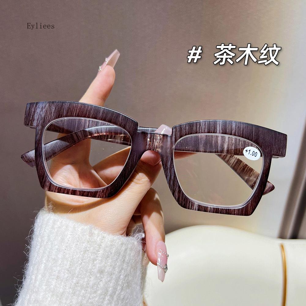 Imitation Wooden Reading Glasses Mens Square Prebyopia Spectacles Eyeglasses Unisex +1.0to+4.0 Europe&America Glasses Frame