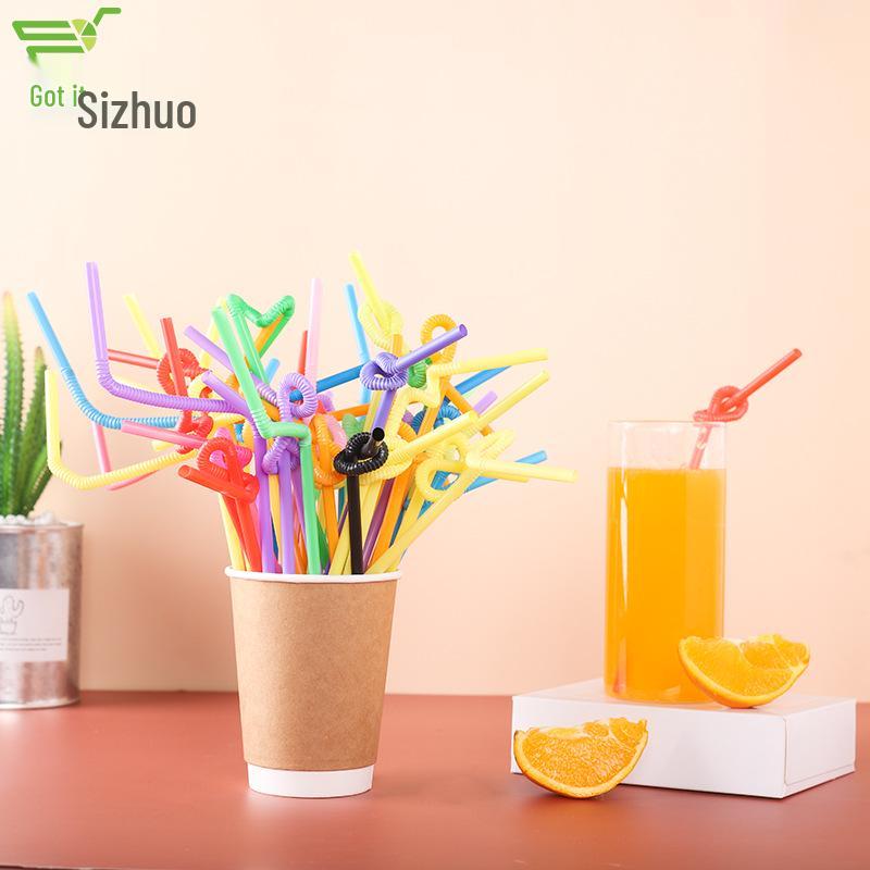 Colored Bendable Plastic Straws: Creative Black Transparent Art Straws for Drinks & Juice