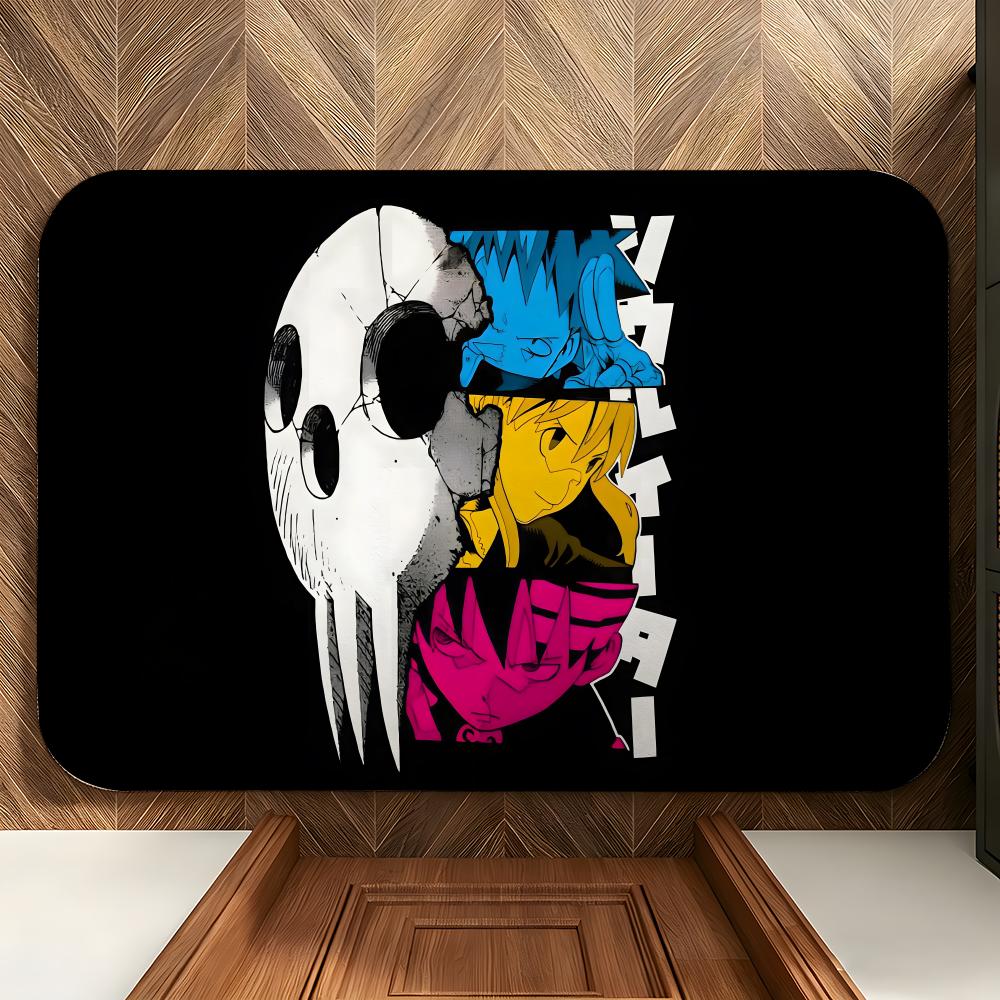 Anime S-Soul E-Eater Floor Mat Soft Flannel Floor Mat Suitable for Entryways, Living Rooms, Bedrooms, and Bathrooms