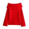 2024 Autumn/Winter Elegant Women's One-Shoulder Long-Sleeve Sweater Top