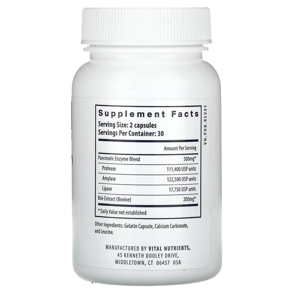 Pancreatin and Ox Bile Extract, 60 Capsules