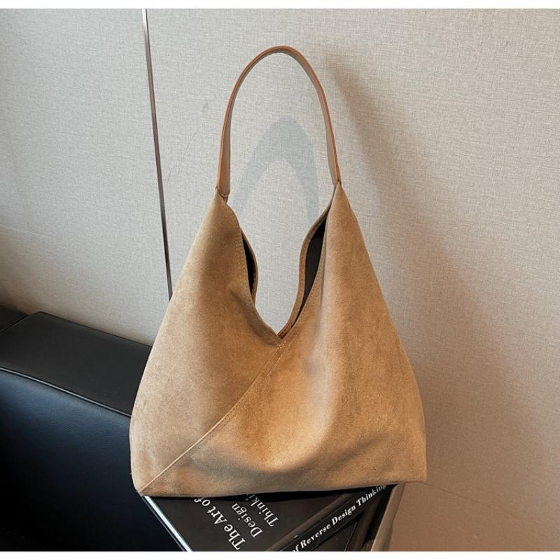 Semsket skinnveske dame stor kapasitet ny høst og vinter avslappet retro skulderveske mor og barn-veske tote bag