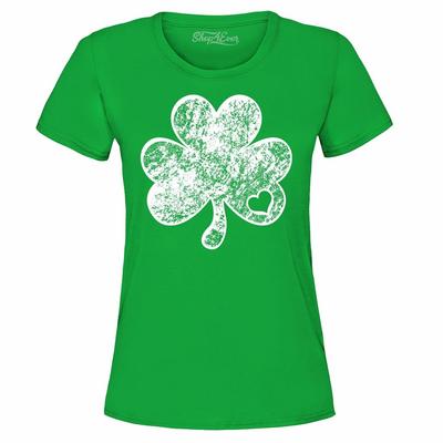 Shamrock Distressed Women's T-Shirt Clover Fun Saint Patrick's Day Irish Shirts