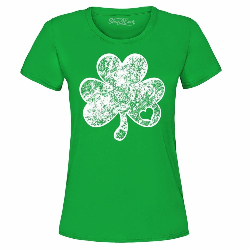 

Shamrock Distressed Women s T-Shirt Clover Fun Saint Patrick s Day Irish Shirts 2XL