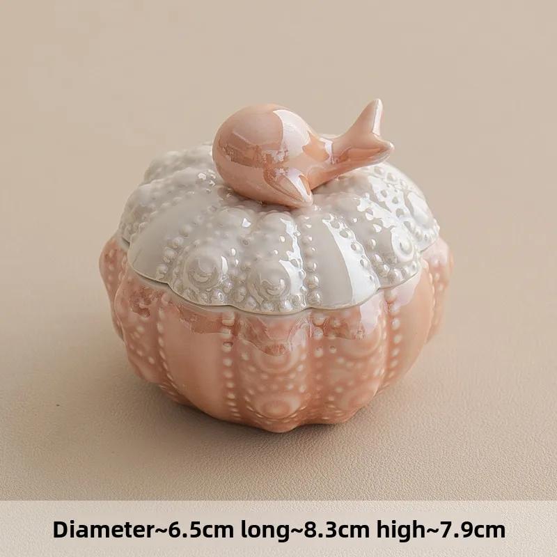 

Керамическая шкатулка для украшений «Синий кит», маленькая креативная симпатичная банка для хранения ювелирных изделий, колец, ожерелий, ящик для хранения, настольные украшения, поделки, подарки оранжевый