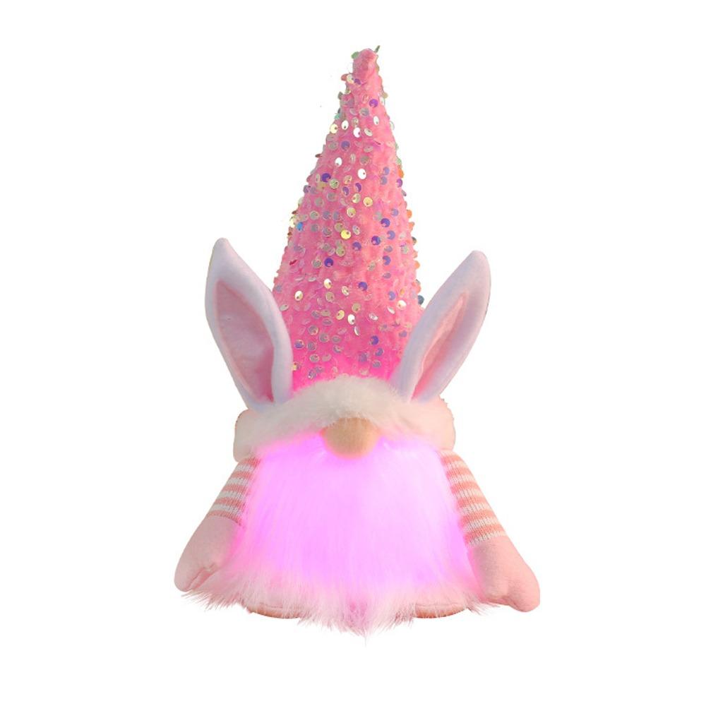 Plush Sequins Rabbit Doll Luminous Happy Easter Decoration  Holiday Festival Decor