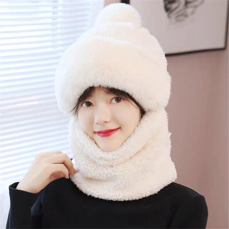 Hat Women's Velvet Thickening Cycling Windproof Neck Scarf Mask Integrated Ear Protection Cold Protection Neck Protection Thickened Warm Baotou Hat