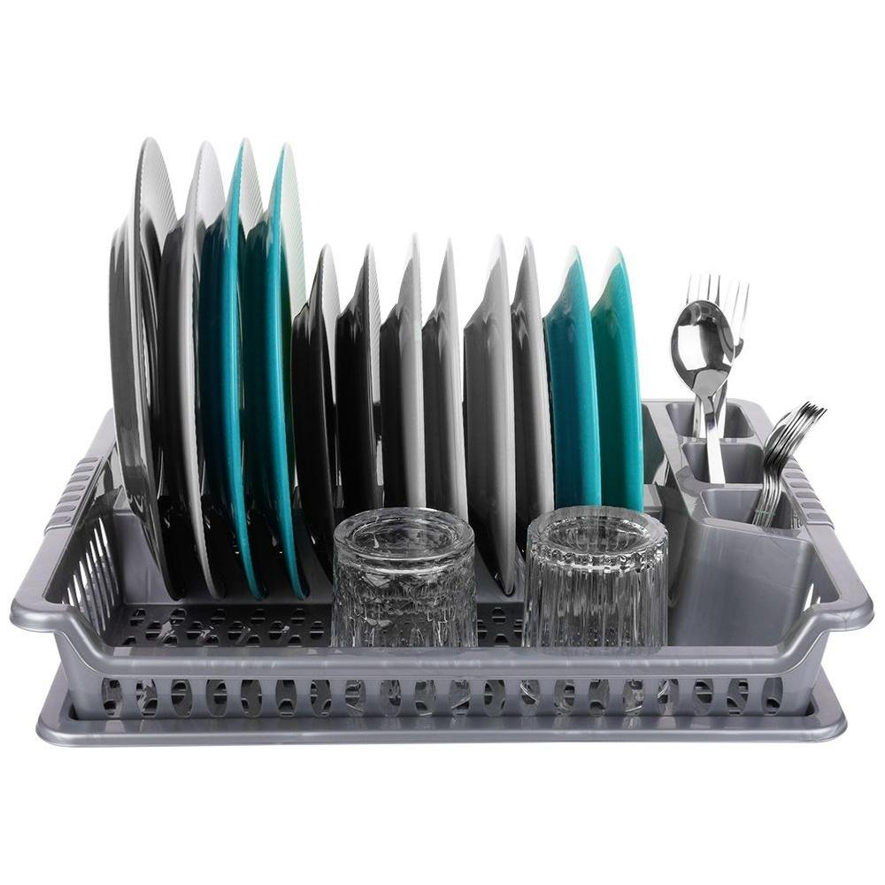 Gray dish drying rack 46x37x8.5 cm