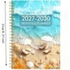 Beach Theme Cover 1117-1111 Monthly Calendar A1 Ocean Seashell Covered Annual Calendar Notebook Spiral Bound 1-Year Plan Book