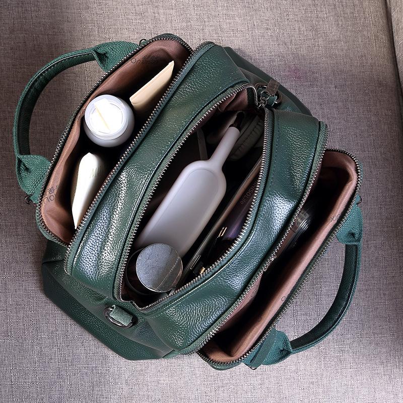 Faux Leather Handbags for Women New Boston Designer Luxury Hand Bag Woman Green Black Shoulder Bags Ladies Trend Fashion