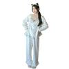 New sweet wind polka dot printed island velvet women's pajamas long-sleeved trousers set with chest pads loungewear