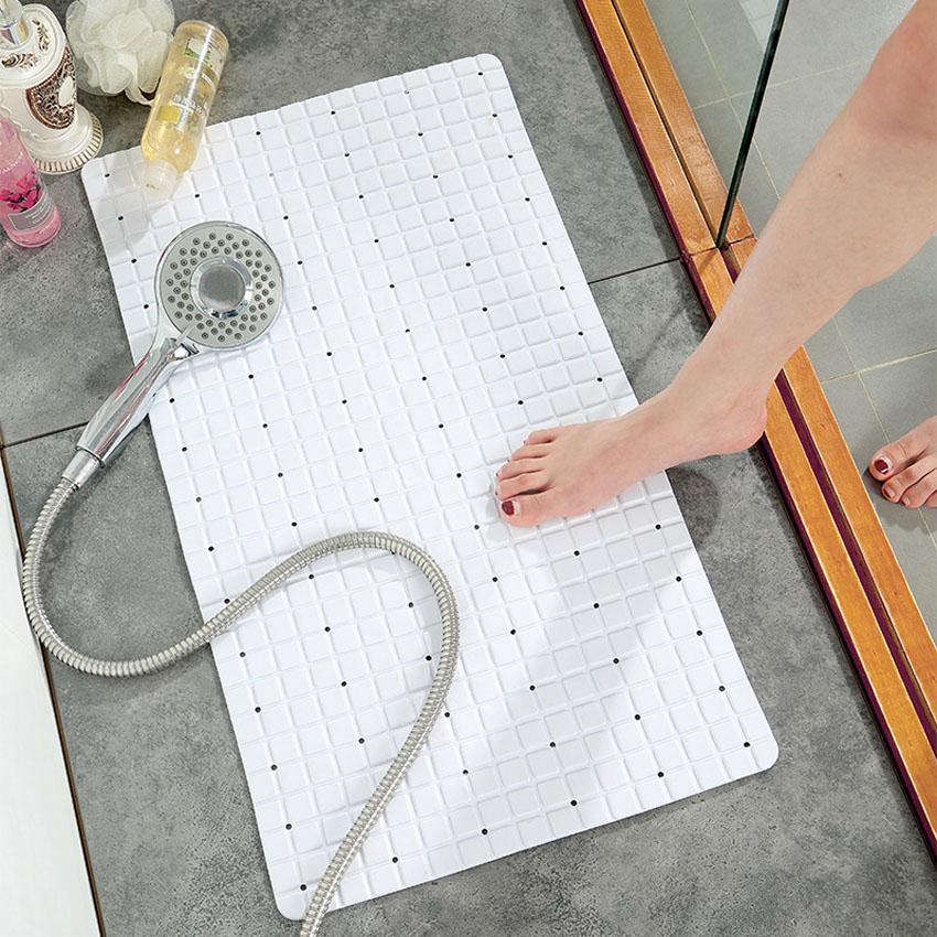 Non-Slip Bath Mat Grids PVC Mats with Suction Cup for Bathroom Toilet Bathtub Rug Doormat Safety Grey White Beige 38x70cm