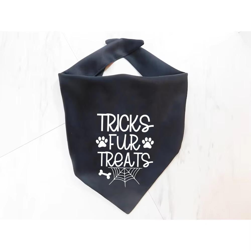 

Tricks Fur Treats Dog Bandana Halloween Party Decoration Over The Collar Dog Bandana Photo Shoot Halloween Costume Holyday Gift 1Pcs 75x52x52cm