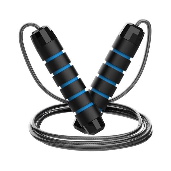 

Скакалка из стальной проволоки 300 см с регулируемой нескользящей ручкой, не спутывающая, физический вес для тестирования синий