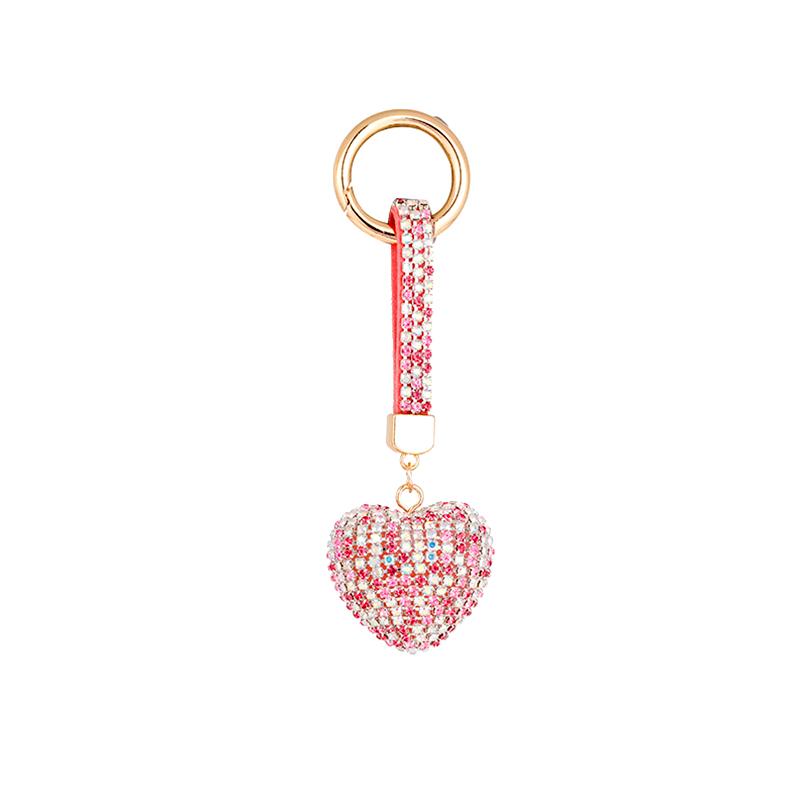 1Pc Handbag Pendant Valentine's Day Metal Ins Style Rhinestone Crystal Gift Keychain Car Key Pendant Heart-shaped Key Ring