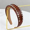Cool Multi-Color Rivet Headband Vintage PU Leather Wide Brim Hair Hoop Comfort Fit Chic Face Wash Headwear Gift