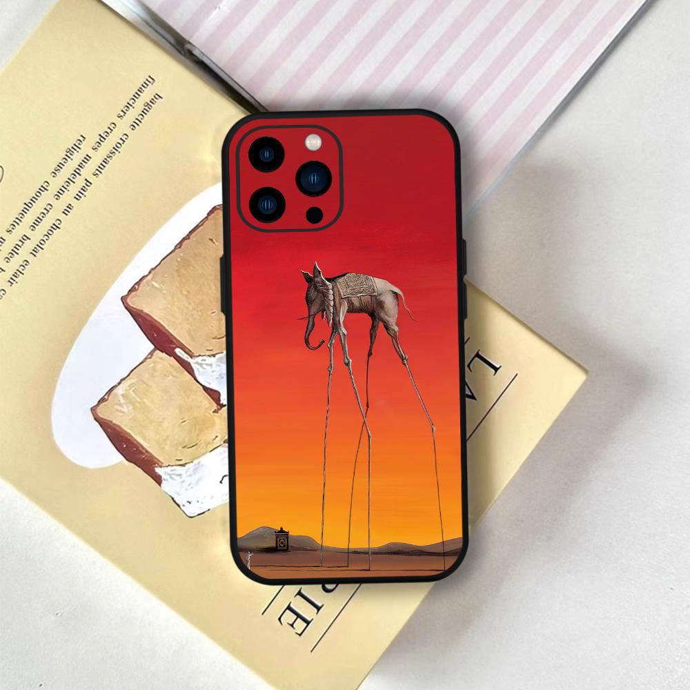 Salvador Dali Art Phone Case FUNDA For IPhone 12 11 13 14 15 16 Max Pro Plus Mini Soft Silicone Black Cover