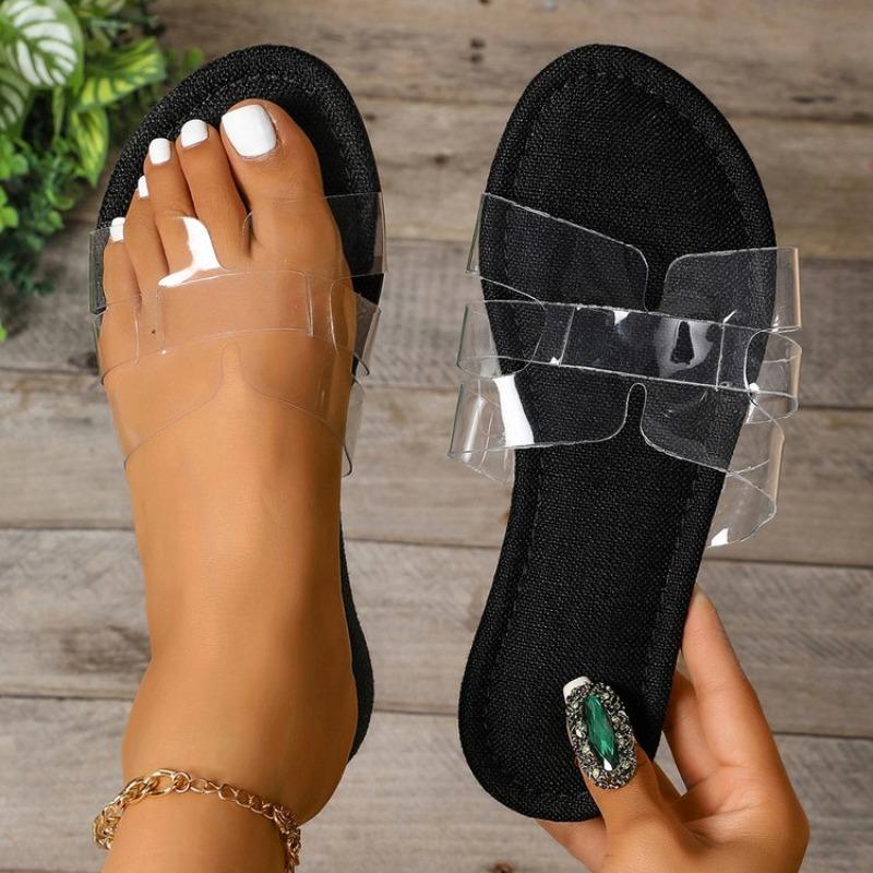 Fashion Summer Simple Transparent Sandals Comfort Female Shoes Solid Flats Footwear Ladies Flat Bottom