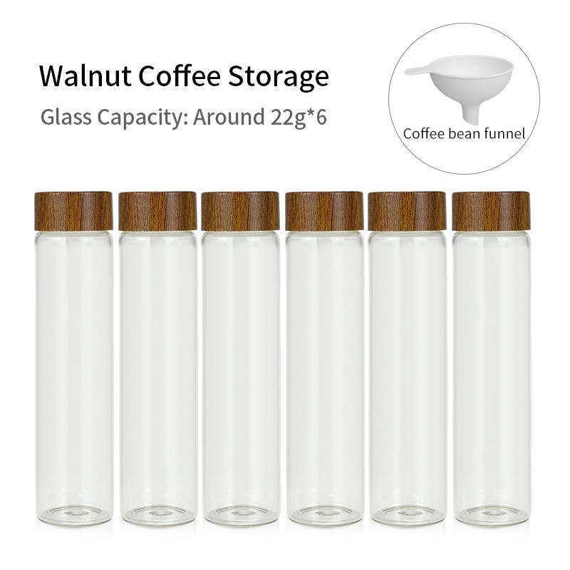 

Coffee Beans Storage Container Display Rack Walnut Tea Tube Bottle Glass Espresso Coffee Accessories Tool Barista Coffeware Sets
