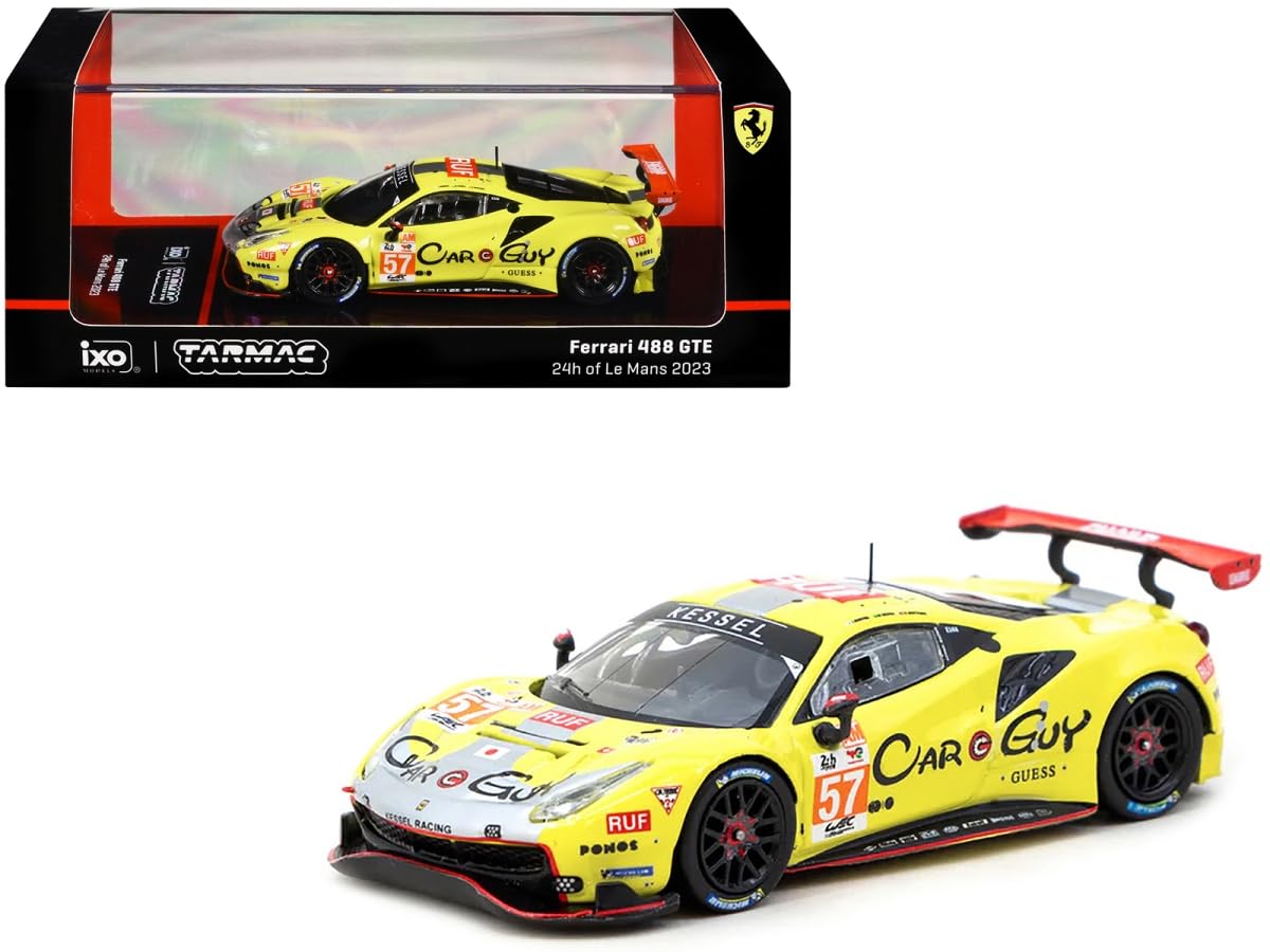 

Tarmac scale Ferrari 488 GTE 2023 Le Mans 24H Hufaker Takeshi Kimura Serra 1/64 #57 S. / / D.