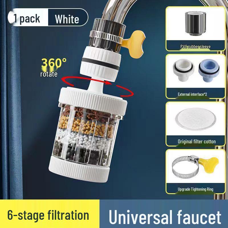 Six-Layer Detachable Water Faucet Filter & Anti-Splash Shower Head