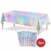 5PCS Rectangular Laser Disposable Tablecloth Shiny Iridescent Tablecloth Party Table Cover  Wedding