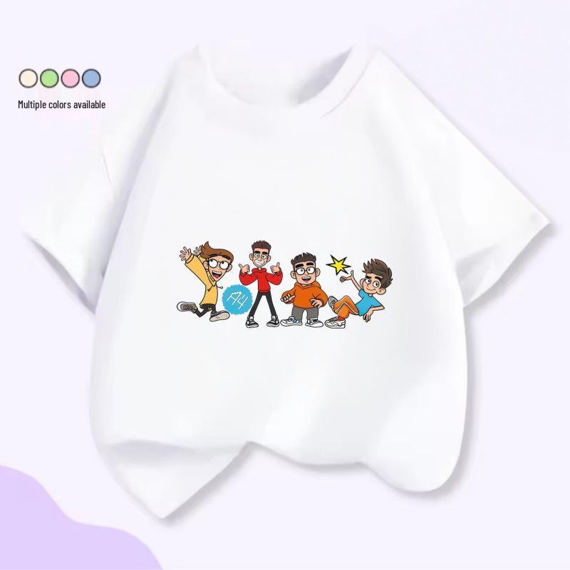 Four Brothers Cartoon Logo Kids Unisex Short Sleeve Summer T-shirt 150 cm