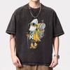 Cartoon Simple Printed Short Sleeve New Casual T-shirt Men's Ins Fashion Brand Hip Hop Style Round Neck Bottoming Shirt Top Summer