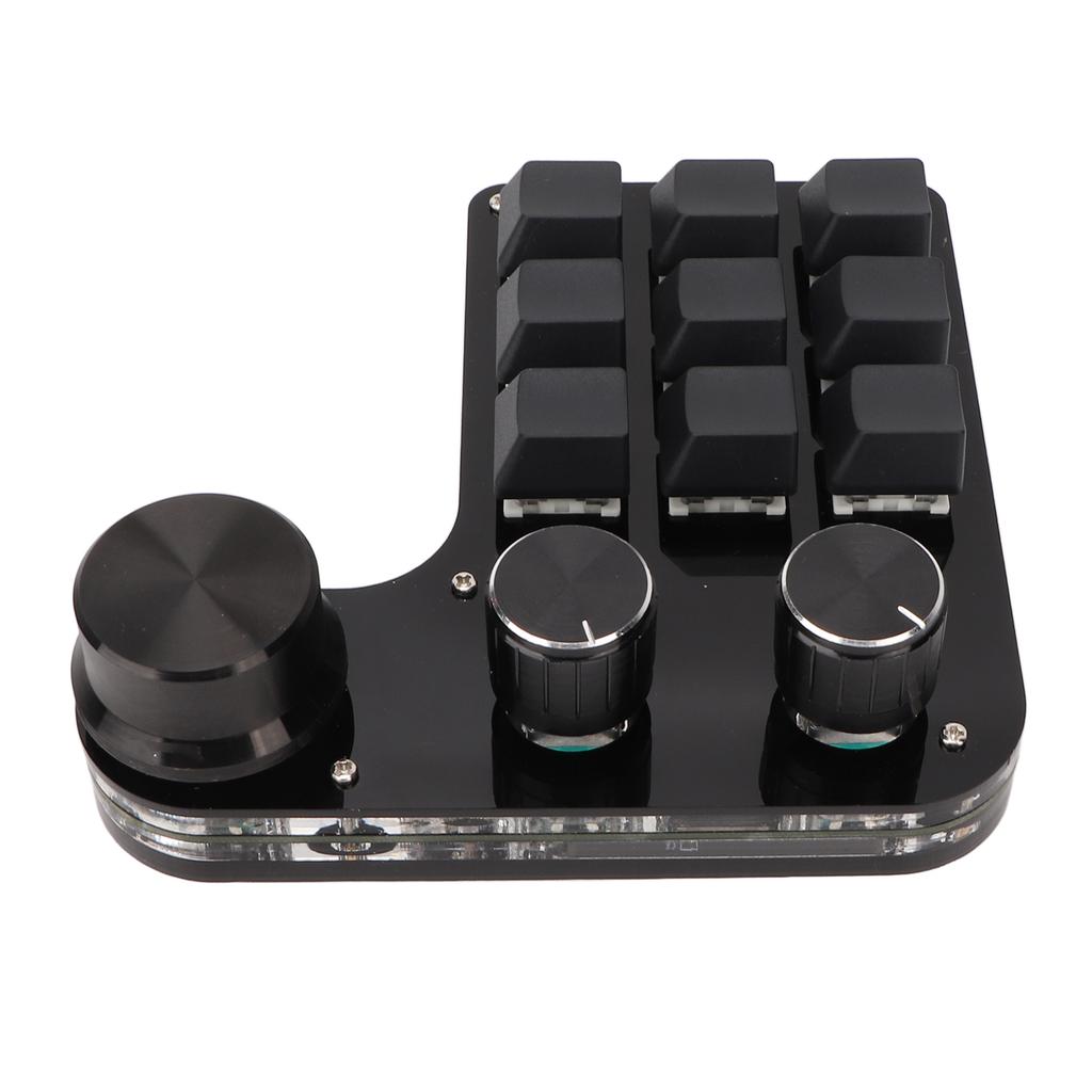 Mini Keypad 9 Keys 3 Knobs RGB Backlit Blue Switch Plug and Play Programmable Keypad for Gaming Office Media