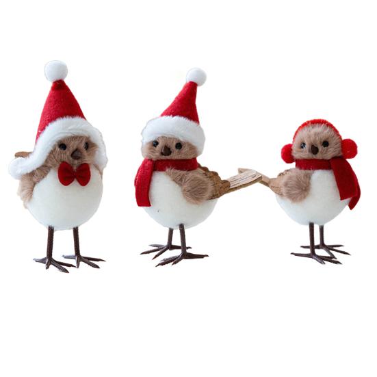 

Yousheng 3 Pcs Christmas Bird Figurine Furry Fake Birds Ornaments Winter Plush Foam Bird with Scarf for Holiday Home Kitchen Mantel Desk Xmas Tree 3pcs