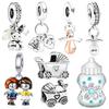 Sparkling Girl Boy Dangle Stroller Baby Bottle Charm Bead European Silver Bracelet Necklace DIY Jewelry Gift for Women