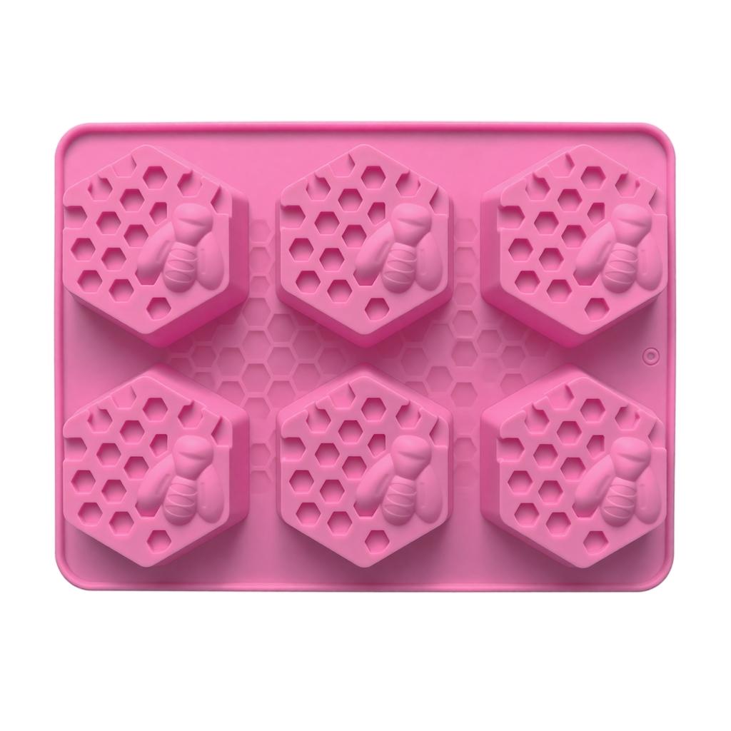 Silicone Mold Honeycomb Bee Shape 6 Cavities Soap Mold Chocolate Mold Baking Mold Candy Mold Ice Cube Mold Flexible Non-Stick Mold