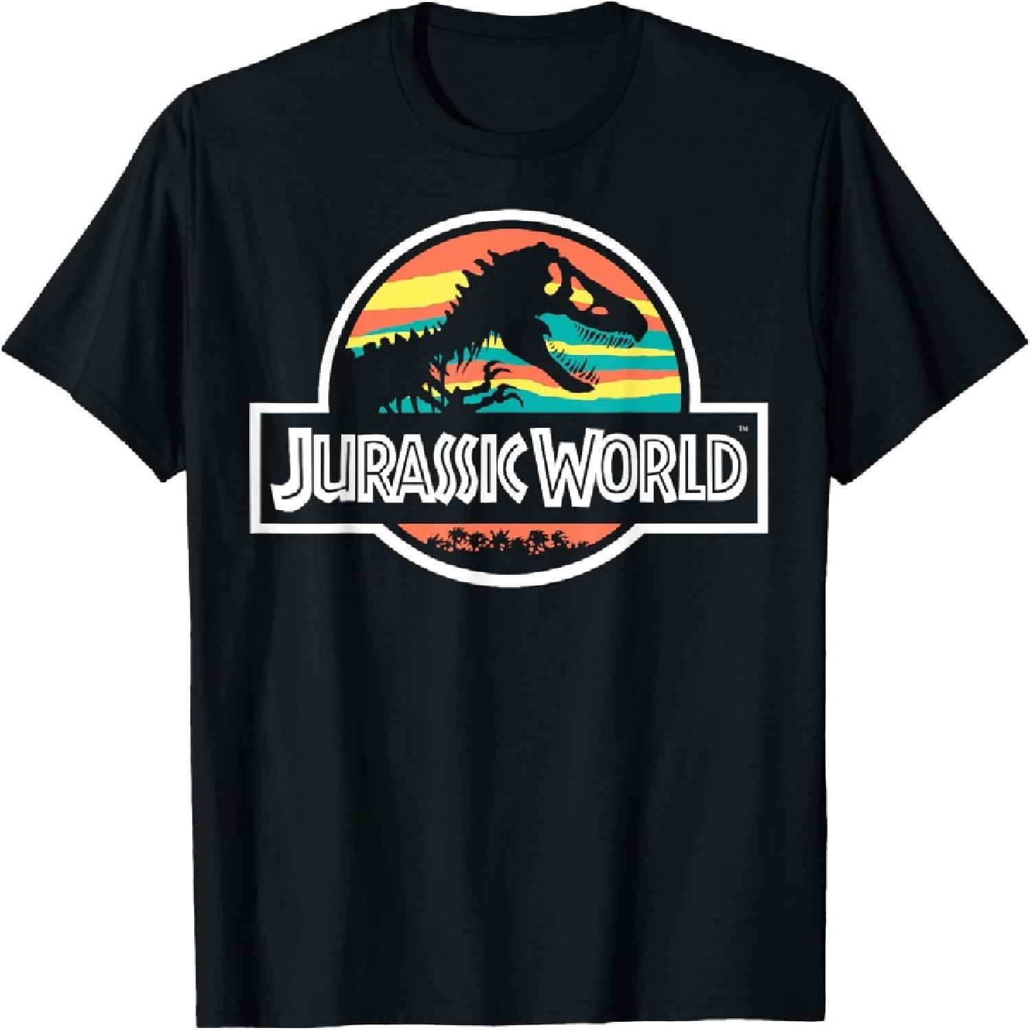 Футболка Jurassic World Скелет Логотип Ретро Закат S