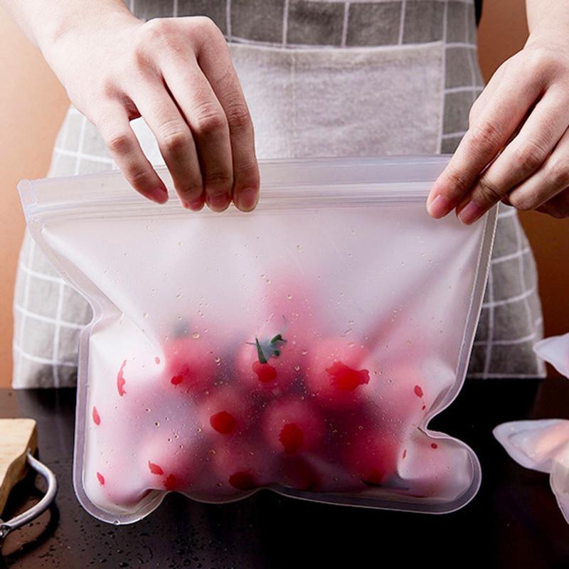 4KS S-XL Silikonový sáček na potraviny Opakovaně použitelný Stojací Uzavíratelný sáček Nepropustné Nádoby Sáček na čerstvé potraviny Sáček na skladování potravin Čerstvý obal Ziplock sáček
