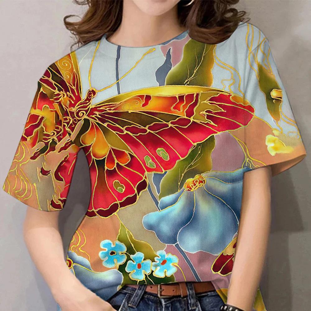 Colorful Floral Print 3D Printed Women's Comfortable Short Sleeved V-neck T-shirt