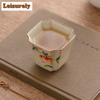 100ml Retro Cream Ru Kiln Ceramic Teacup Hand-painted Pomegranate Straight Mouth Cup Female Master Single Cup Kung Fu Tea Bowl