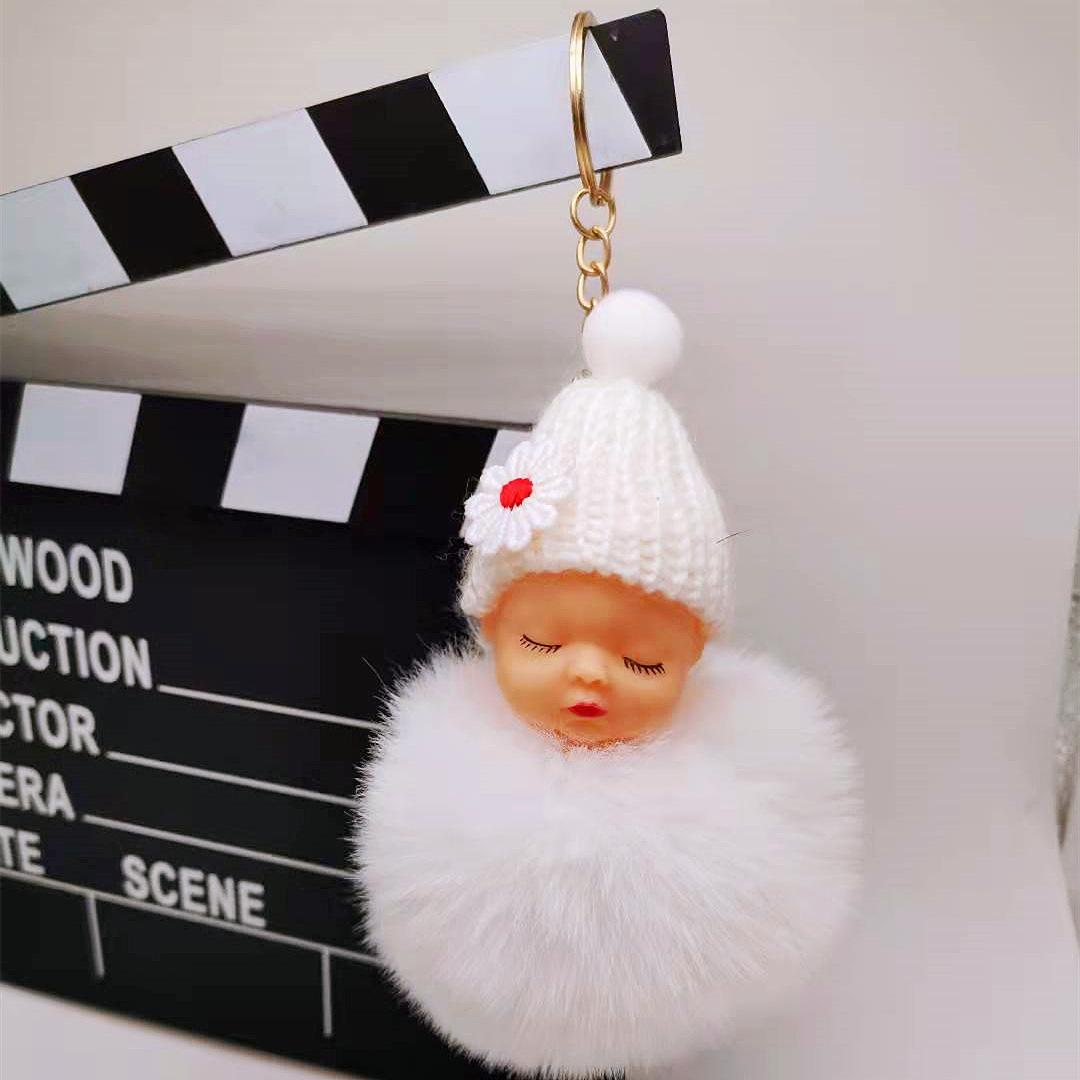 Winter Cartoon Cute Sleeping Doll Keychain Plush Ball Pendant Ladies Bag Pendant Plush Doll