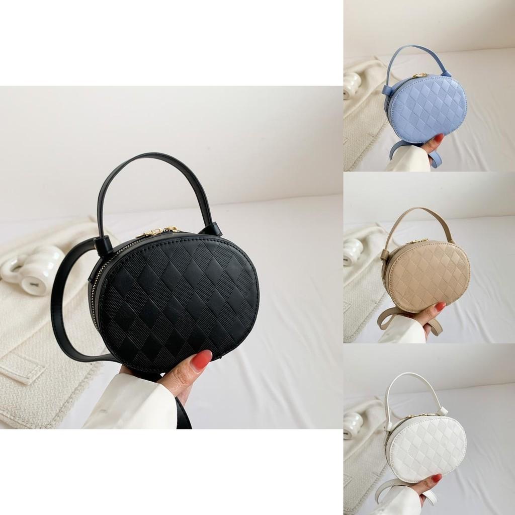 Modische gesteppte PU-Leder runde Umhängetasche für Damen 2023 in mehreren Farben