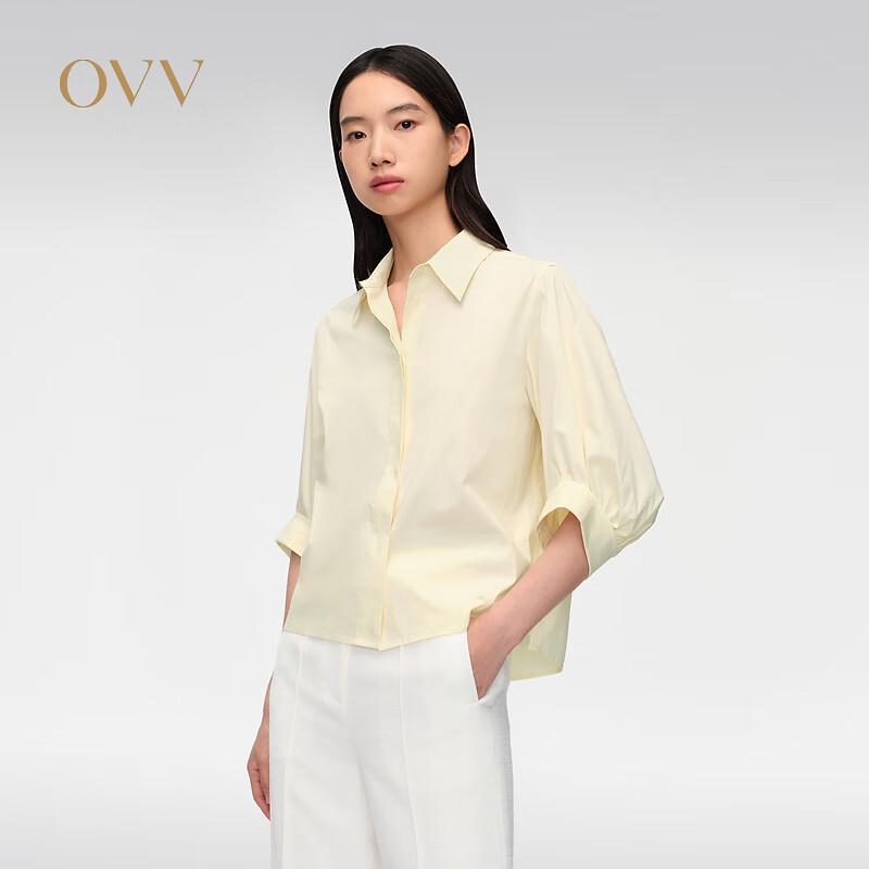 OVV Women s Cotton Blend Seven-Quarter Sleeve Casual Shirt S