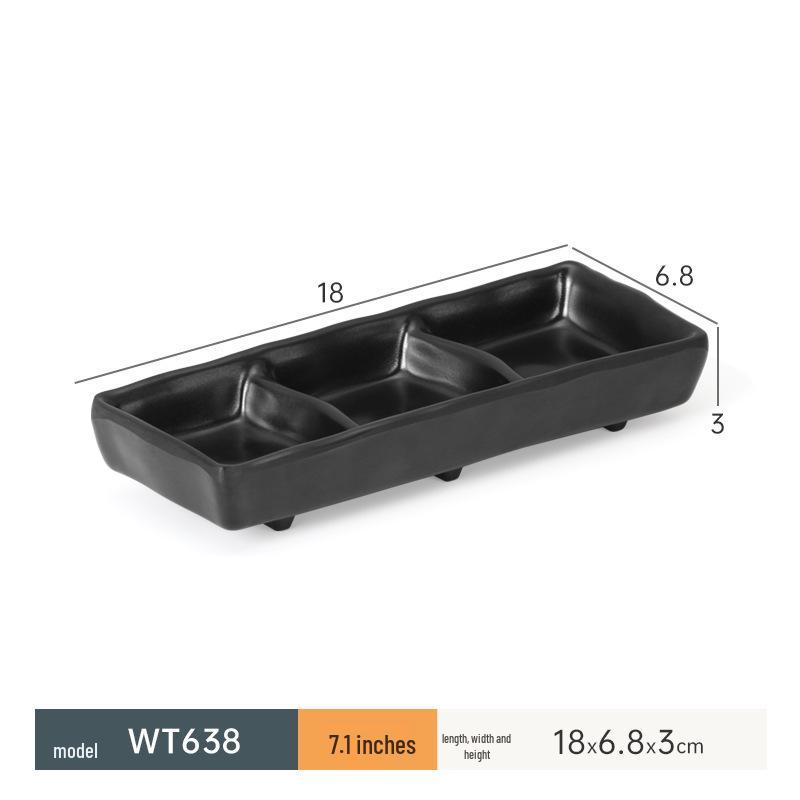 Black Melamine Dipping & Snack Dish with 2-3 Compartments